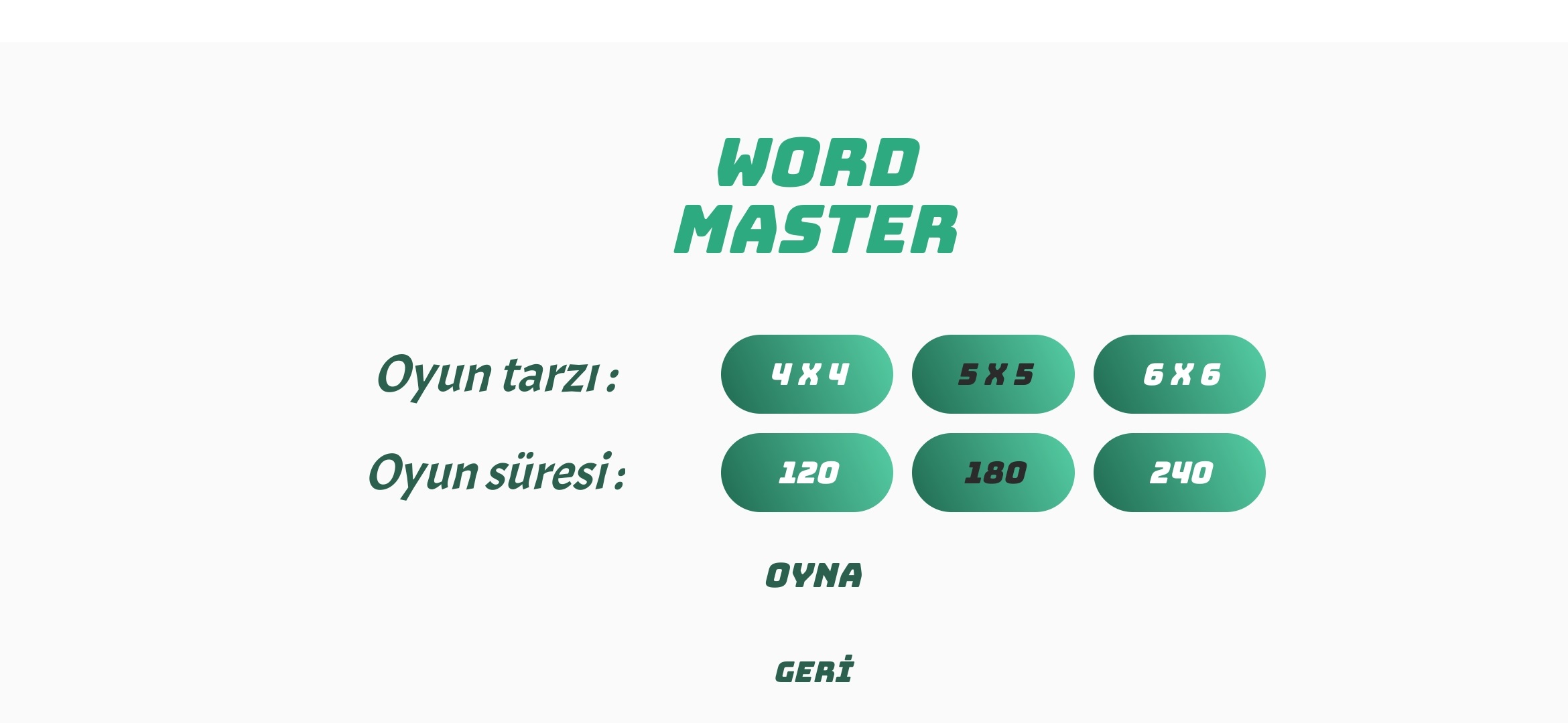 Screenshots of the game Word Master